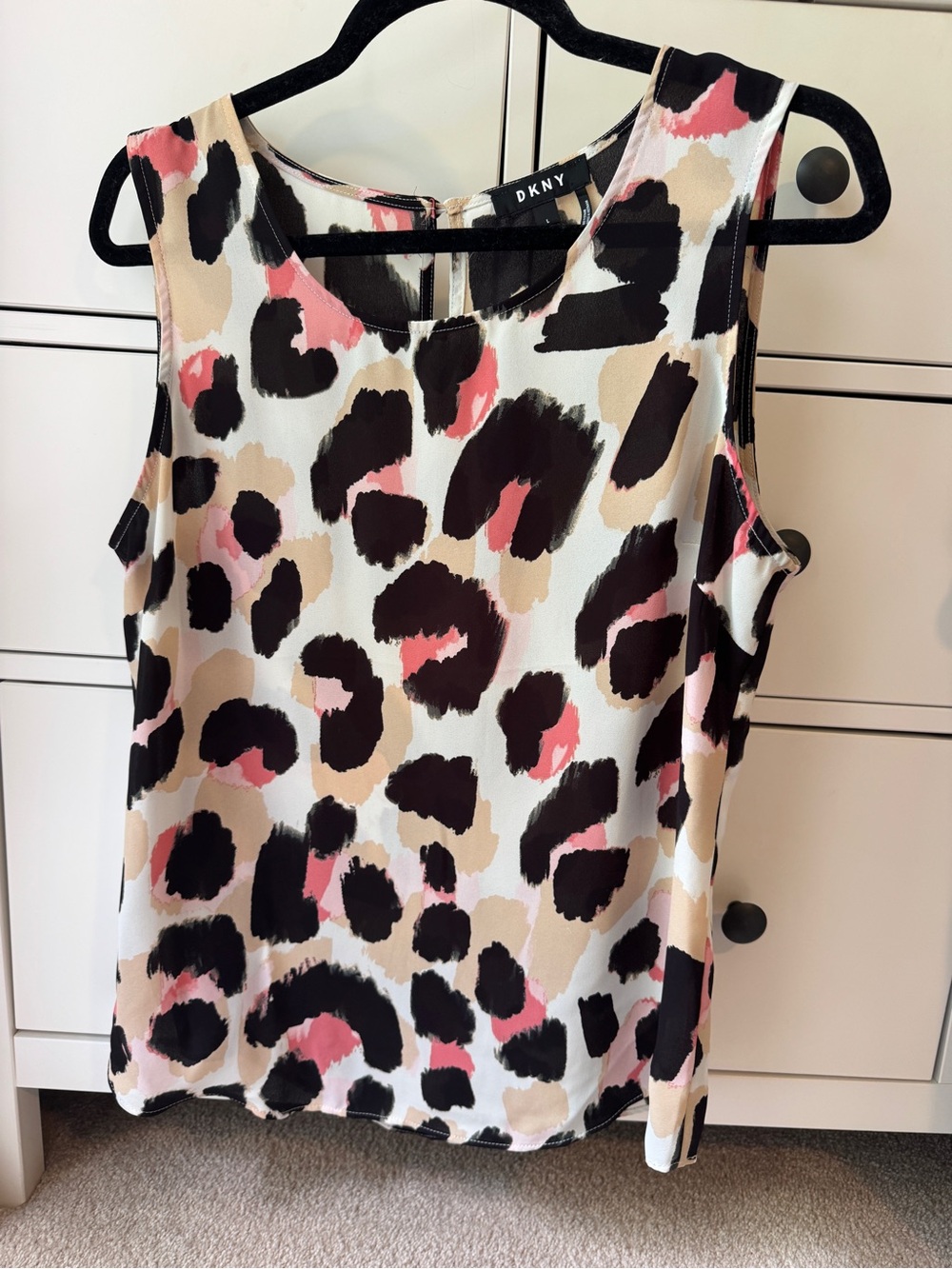 DKNY Sleeveless Animal-Print Camisole in White, Black, Tan & Pink